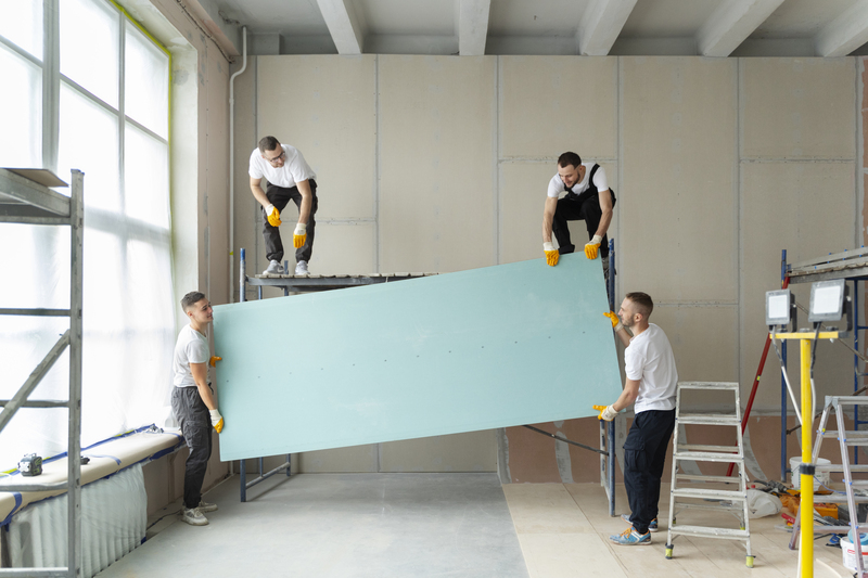 People working on commercial building renovation