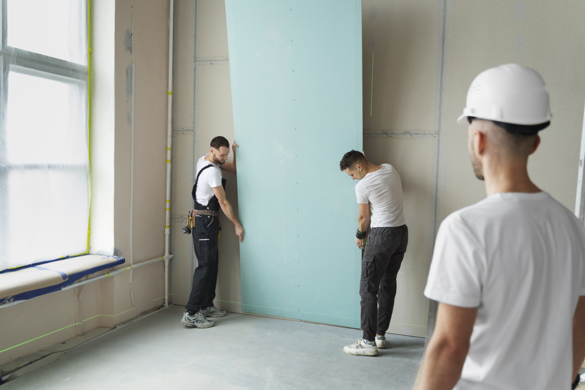 People working together to finish the commercial building remodeling project