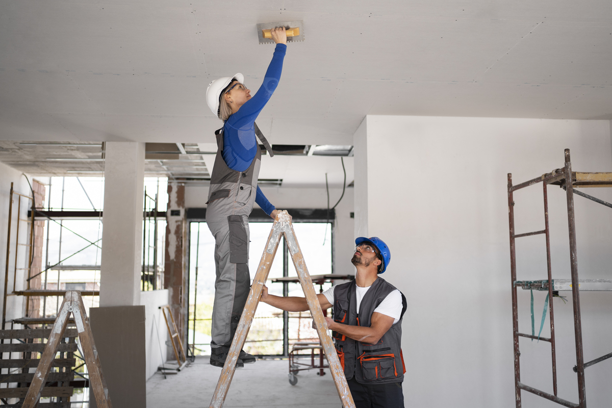 A team working on a building remodeling project.