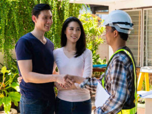 Couple evaluating contractor's expertise