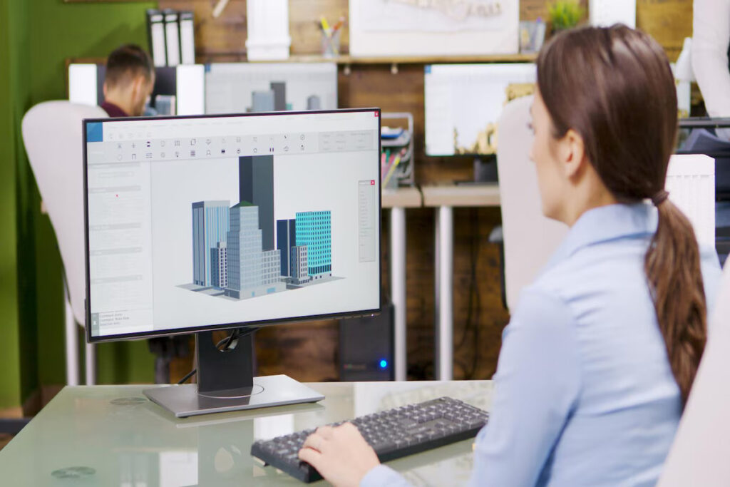 An architect using 3D modeling software
