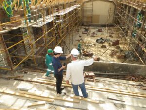 Contractors overseeing the retail construction project