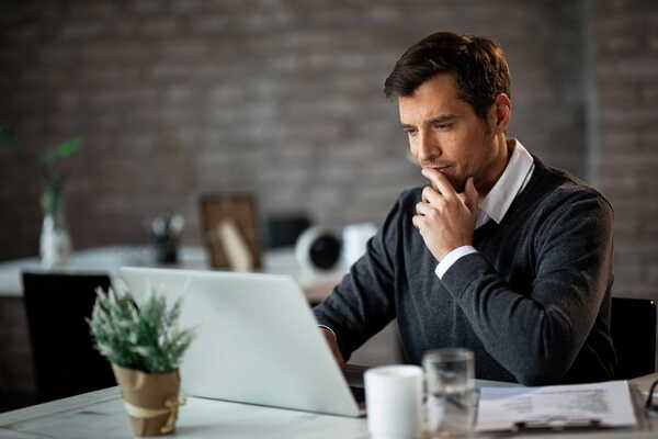 A business owner conducting research