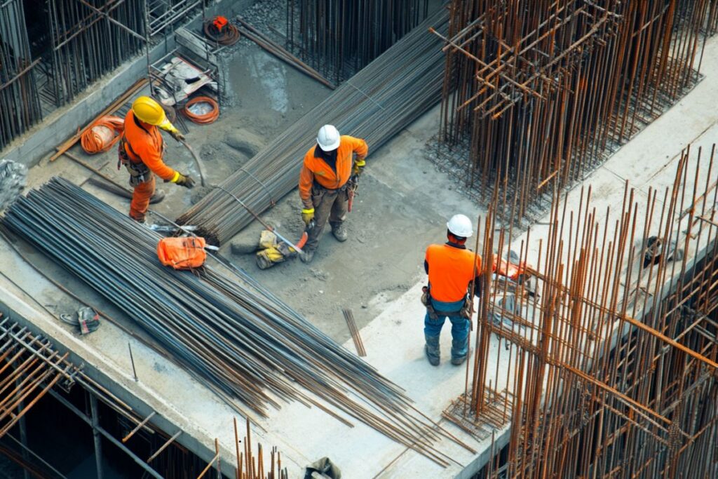 construction workers working on a building